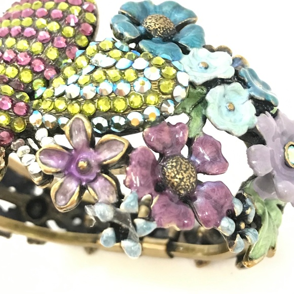 KIRKS FOLLY Bee Rhinestone Cuff Bracelet Jeweled Bee Flowers To Be or Not To Bee - Picture 9 of 16